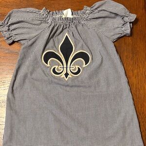 Black and White Gingham Top with Fleur-de-lis